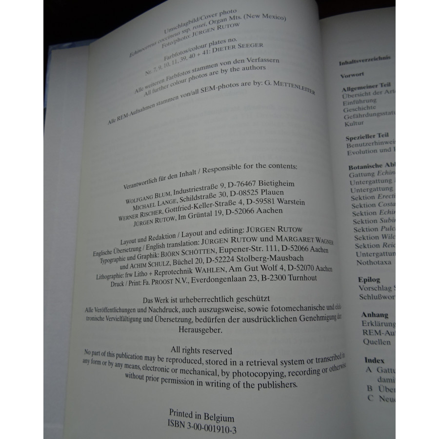 Die Monographie Echinocereus, Wolfgang Blum, Jürgen Rutow, Michael Lange, Werner Rischer